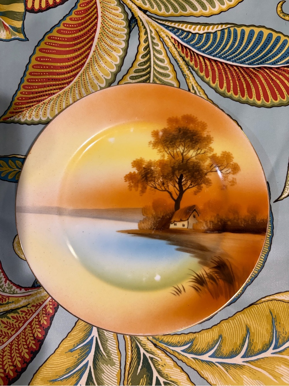 Notate handpainted vintage beach ocean scene plate